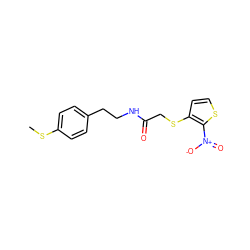 CSc1ccc(CCNC(=O)CSc2ccsc2[N+](=O)[O-])cc1 ZINC000005035958