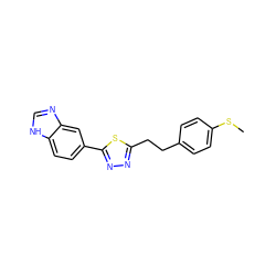 CSc1ccc(CCc2nnc(-c3ccc4[nH]cnc4c3)s2)cc1 ZINC000118806813