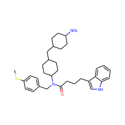 CSc1ccc(CN(C(=O)CCCc2c[nH]c3ccccc23)C2CCC(CC3CCC(N)CC3)CC2)cc1 ZINC000028825987