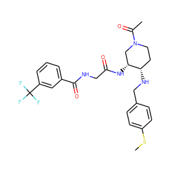 CSc1ccc(CN[C@H]2CCN(C(C)=O)C[C@H]2NC(=O)CNC(=O)c2cccc(C(F)(F)F)c2)cc1 ZINC000040953706