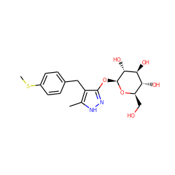 CSc1ccc(Cc2c(O[C@@H]3O[C@H](CO)[C@@H](O)[C@H](O)[C@H]3O)n[nH]c2C)cc1 ZINC000118440662