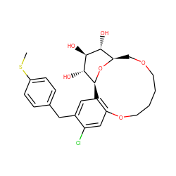 CSc1ccc(Cc2cc3c(cc2Cl)OCCCCOC[C@H]2O[C@@H]3[C@H](O)[C@@H](O)[C@@H]2O)cc1 ZINC000072114732