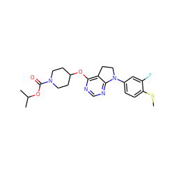 CSc1ccc(N2CCc3c(OC4CCN(C(=O)OC(C)C)CC4)ncnc32)cc1F ZINC000095577935