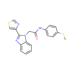 CSc1ccc(NC(=O)Cn2c(-c3cscn3)nc3ccccc32)cc1 ZINC000016176077