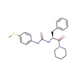 CSc1ccc(NC(=O)N[C@@H](Cc2ccccc2)C(=O)N2CCCCC2)cc1 ZINC000035686631