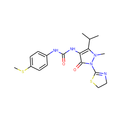 CSc1ccc(NC(=O)Nc2c(C(C)C)n(C)n(C3=NCCS3)c2=O)cc1 ZINC000038157788