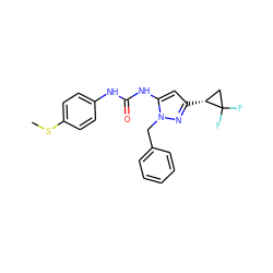 CSc1ccc(NC(=O)Nc2cc([C@@H]3CC3(F)F)nn2Cc2ccccc2)cc1 ZINC000299831812