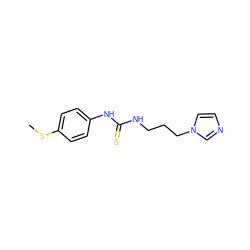 CSc1ccc(NC(=S)NCCCn2ccnc2)cc1 ZINC000013679598