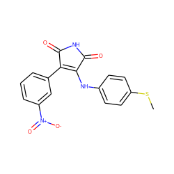 CSc1ccc(NC2=C(c3cccc([N+](=O)[O-])c3)C(=O)NC2=O)cc1 ZINC000014946032