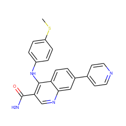 CSc1ccc(Nc2c(C(N)=O)cnc3cc(-c4ccncc4)ccc23)cc1 ZINC000028959768