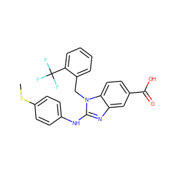 CSc1ccc(Nc2nc3cc(C(=O)O)ccc3n2Cc2ccccc2C(F)(F)F)cc1 ZINC000043074674