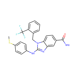 CSc1ccc(Nc2nc3cc(C(N)=O)ccc3n2Cc2ccccc2C(F)(F)F)cc1 ZINC000043076136