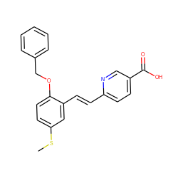 CSc1ccc(OCc2ccccc2)c(/C=C/c2ccc(C(=O)O)cn2)c1 ZINC000028520362