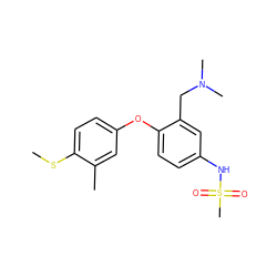 CSc1ccc(Oc2ccc(NS(C)(=O)=O)cc2CN(C)C)cc1C ZINC000040423043