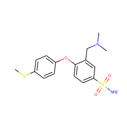 CSc1ccc(Oc2ccc(S(N)(=O)=O)cc2CN(C)C)cc1 ZINC000000593140