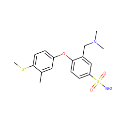 CSc1ccc(Oc2ccc(S(N)(=O)=O)cc2CN(C)C)cc1C ZINC000034055612