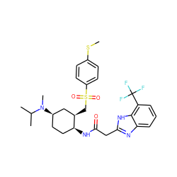 CSc1ccc(S(=O)(=O)C[C@@H]2C[C@H](N(C)C(C)C)CC[C@@H]2NC(=O)Cc2nc3cccc(C(F)(F)F)c3[nH]2)cc1 ZINC000084672028