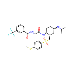 CSc1ccc(S(=O)(=O)C[C@@H]2C[C@H](NC(C)C)CC[C@@H]2NC(=O)CNC(=O)c2cccc(C(F)(F)F)c2)cc1 ZINC000042804245