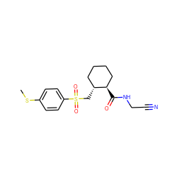 CSc1ccc(S(=O)(=O)C[C@@H]2CCCC[C@H]2C(=O)NCC#N)cc1 ZINC000013680842