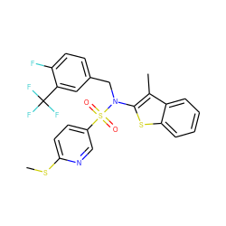 CSc1ccc(S(=O)(=O)N(Cc2ccc(F)c(C(F)(F)F)c2)c2sc3ccccc3c2C)cn1 ZINC001772633601