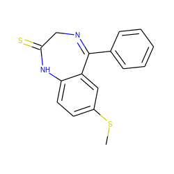 CSc1ccc2c(c1)C(c1ccccc1)=NCC(=S)N2 ZINC000039254172