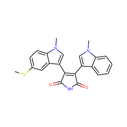 CSc1ccc2c(c1)c(C1=C(c3cn(C)c4ccccc34)C(=O)NC1=O)cn2C ZINC000013447750