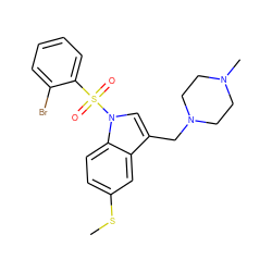 CSc1ccc2c(c1)c(CN1CCN(C)CC1)cn2S(=O)(=O)c1ccccc1Br ZINC001772647927