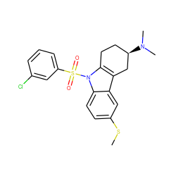 CSc1ccc2c(c1)c1c(n2S(=O)(=O)c2cccc(Cl)c2)CC[C@@H](N(C)C)C1 ZINC000060326091