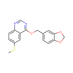 CSc1ccc2ncnc(OCc3ccc4c(c3)OCO4)c2c1 ZINC000013737685