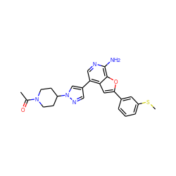 CSc1cccc(-c2cc3c(-c4cnn(C5CCN(C(C)=O)CC5)c4)cnc(N)c3o2)c1 ZINC000096274045