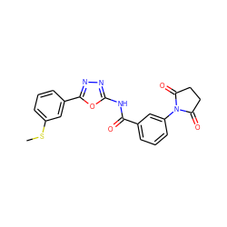 CSc1cccc(-c2nnc(NC(=O)c3cccc(N4C(=O)CCC4=O)c3)o2)c1 ZINC000005240268