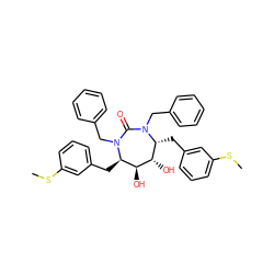 CSc1cccc(C[C@@H]2[C@H](O)[C@@H](O)[C@@H](Cc3cccc(SC)c3)N(Cc3ccccc3)C(=O)N2Cc2ccccc2)c1 ZINC000014945757