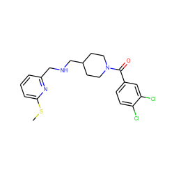 CSc1cccc(CNCC2CCN(C(=O)c3ccc(Cl)c(Cl)c3)CC2)n1 ZINC000013782343