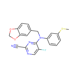 CSc1cccc(N(Cc2ccc3c(c2)OCO3)c2nc(C#N)ncc2F)c1 ZINC001772606874