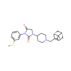 CSc1cccc(N2C(=O)CN(C3CCN(CC4=CC[C@H]5C[C@@H]4C5(C)C)CC3)C2=O)c1 ZINC000028957103