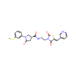 CSc1cccc(N2C[C@@H](C(=O)NCCN3C(=O)S/C(=C\c4cccnc4)C3=O)CC2=O)c1 ZINC000012527111