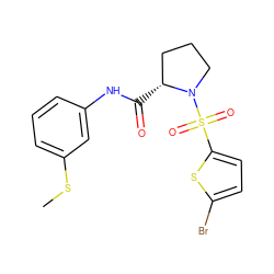 CSc1cccc(NC(=O)[C@@H]2CCCN2S(=O)(=O)c2ccc(Br)s2)c1 ZINC000001124852