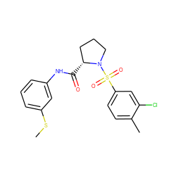 CSc1cccc(NC(=O)[C@@H]2CCCN2S(=O)(=O)c2ccc(C)c(Cl)c2)c1 ZINC000200362341