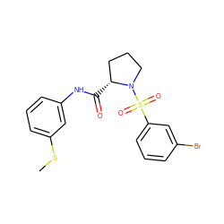 CSc1cccc(NC(=O)[C@@H]2CCCN2S(=O)(=O)c2cccc(Br)c2)c1 ZINC000200361325