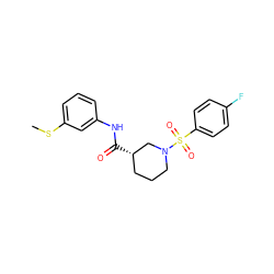 CSc1cccc(NC(=O)[C@H]2CCCN(S(=O)(=O)c3ccc(F)cc3)C2)c1 ZINC000002886519