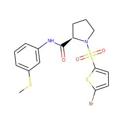 CSc1cccc(NC(=O)[C@H]2CCCN2S(=O)(=O)c2ccc(Br)s2)c1 ZINC000001124850