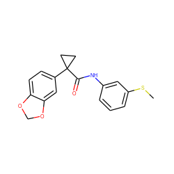 CSc1cccc(NC(=O)C2(c3ccc4c(c3)OCO4)CC2)c1 ZINC001529894108