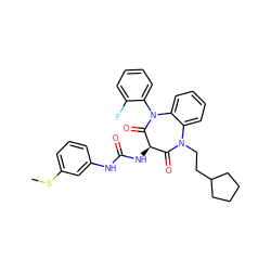 CSc1cccc(NC(=O)N[C@@H]2C(=O)N(CCC3CCCC3)c3ccccc3N(c3ccccc3F)C2=O)c1 ZINC000049877681