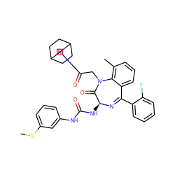 CSc1cccc(NC(=O)N[C@@H]2N=C(c3ccccc3F)c3cccc(C)c3N(CC(=O)N3CC4CCC(CC4)C3)C2=O)c1 ZINC000029466775