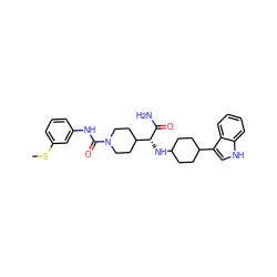 CSc1cccc(NC(=O)N2CCC([C@@H](NC3CCC(c4c[nH]c5ccccc45)CC3)C(N)=O)CC2)c1 ZINC000141544839