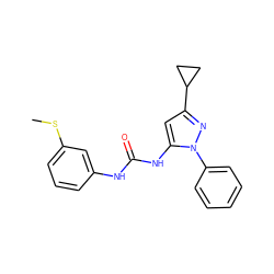 CSc1cccc(NC(=O)Nc2cc(C3CC3)nn2-c2ccccc2)c1 ZINC000096273823