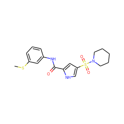 CSc1cccc(NC(=O)c2cc(S(=O)(=O)N3CCCCC3)c[nH]2)c1 ZINC000006893647