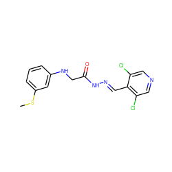 CSc1cccc(NCC(=O)N/N=C/c2c(Cl)cncc2Cl)c1 ZINC000201289068