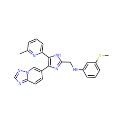 CSc1cccc(NCc2nc(-c3ccc4ncnn4c3)c(-c3cccc(C)n3)[nH]2)c1 ZINC000113386880