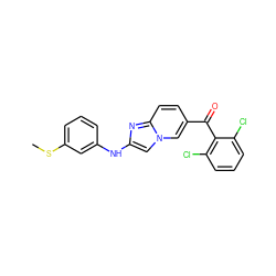 CSc1cccc(Nc2cn3cc(C(=O)c4c(Cl)cccc4Cl)ccc3n2)c1 ZINC000014945520